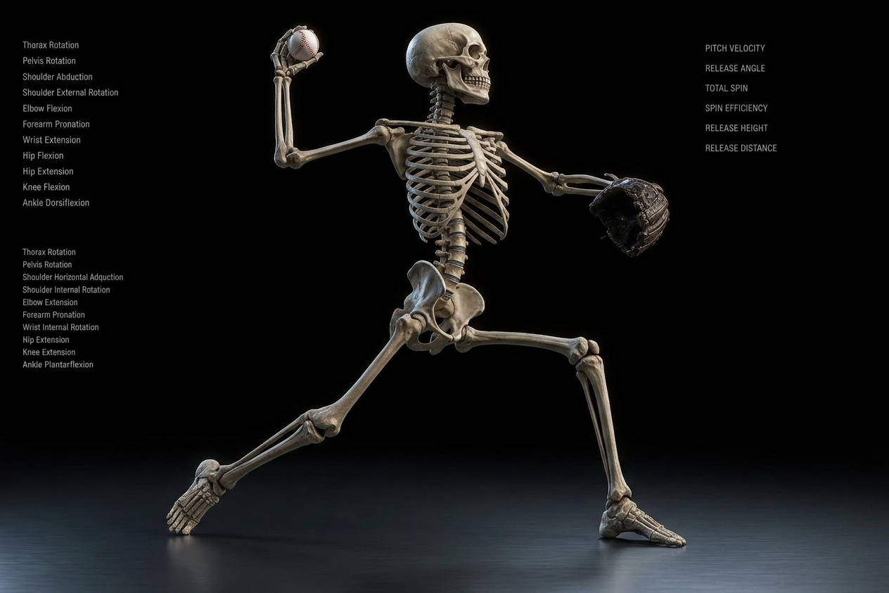 3D biomechanical motion capture of a pitcher